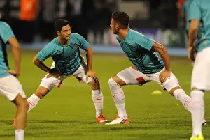 Dinamo Zagreb V Arsenal 2015-16 Prints: Arsenal's Mikel Arteta and Olivier Giroud Warming Up Ahead of Dinamo Zagreb Clash