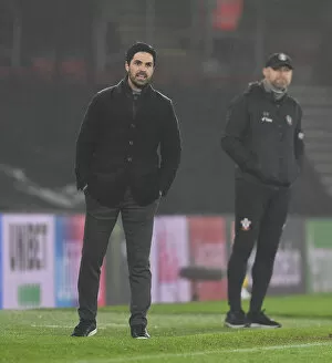 Images Dated 26th January 2021: Arsenal's Mikel Arteta at Southampton: Premier League Clash Amidst Empty Stands (January 2021)