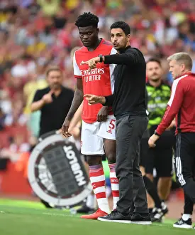 Arsenal's Mikel Arteta and Thomas Partey During Arsenal v Norwich City, 2021-22 Premier League
