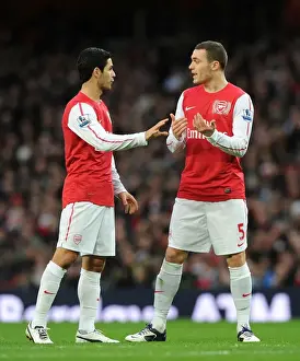 Arsenal V Queens Park Rangers 2011-12 Prints: Arsenal's Mikel Arteta and Thomas Vermaelen in Action against Queens Park Rangers (2011-12)
