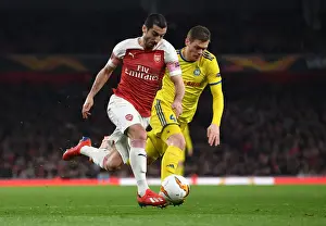 Arsenal V BATE Borisov 2018-19 Prints: Arsenal's Mkhitaryan Clashes with BATE's Filipovic in Europa League Showdown