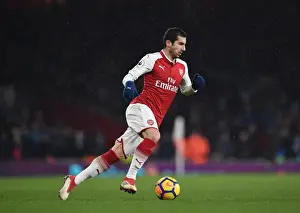 Arsenal V Manchester City 2017-18 Prints: Arsenal's Mkhitaryan Clashes with Manchester City's Otamendi in Premier League Showdown