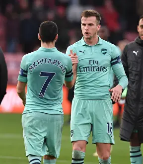 AFC Bournemouth V Arsenal 2018-19 Prints: Arsenal's Mkhitaryan and Holding Celebrate Victory Over Bournemouth