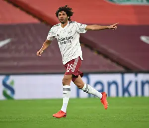 Liverpool V Arsenal - Carabao Cup 2020-21 Prints: Arsenal's Mo Elneny at Empty Anfield: Carabao Cup Clash Against Liverpool