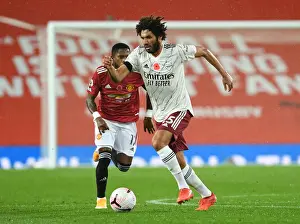 Manchester United V Arsenal 2020-21 Prints: Arsenal's Mo Elneny Faces Manchester United in Empty Old Trafford: 2020-21 Premier League Showdown