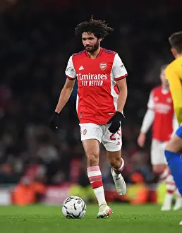 Arsenal V Sunderland - Carabao Cup 2021-22 Prints: Arsenal's Mohamed Elneny in Action: Carabao Cup Battle against Sunderland
