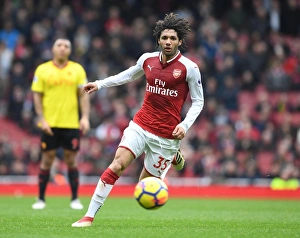 Arsenal V Watford 2017-18 Prints: Arsenal's Mohamed Elneny in Action against Watford, Premier League 2017-18