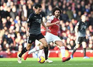 Arsenal V Burnley 2018-19 Prints: Arsenal's Mohamed Elneny Closes Down Jack Cork in Intense Arsenal v Burnley Premier League Clash