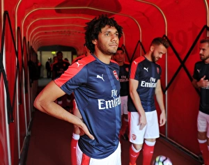 Arsenal V Liverpool 2016-17 Prints: Arsenal's Mohamed Elneny Readies for Arsenal vs. Liverpool Showdown (2016-17)