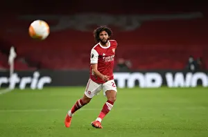 Arsenal's Mohamed Elneny in UEFA Europa League Action Against Dundalk (Behind Closed Doors)