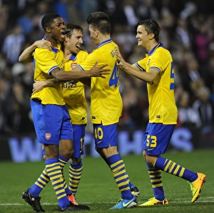 West Bromwich Albion V Arsenal 2013-14 - Capital Cup Prints: Arsenal's Monreal, Akpom, Bellerin