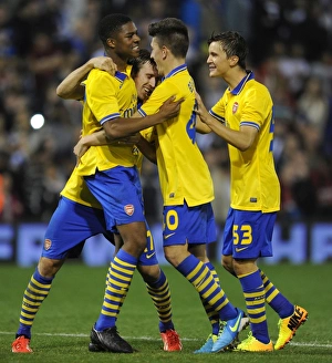 West Bromwich Albion V Arsenal 2013-14 - Capital Cup Prints: Arsenal's Monreal Scores Winning Penalty Against West Brom in Capital One Cup