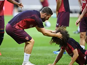 Arsenal V SS Lazio 2018-19 Prints: Arsenal's Mustafi and Guendouzi Pre-Season Training: Arsenal v SS Lazio
