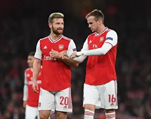Arsenal's Mustafi and Holding in Action against Standard Liege in Europa League