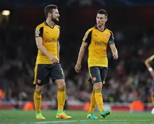 Arsenal V FC Basel 2016-17 Prints: Arsenal's Mustafi and Koscielny in Action: Arsenal vs FC Basel