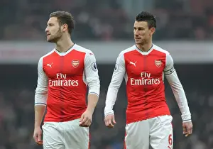 Arsenal V Hull City 2016-17 Prints: Arsenal's Mustafi and Koscielny in Action against Hull City (2016-17)