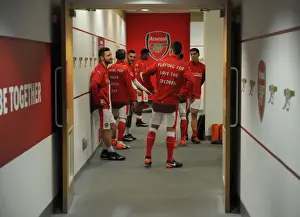 Arsenal V Stoke City 2016-17 Prints: Arsenal's Mustafi and Koscielny Gear Up for Arsenal vs Stoke City (2016-17)