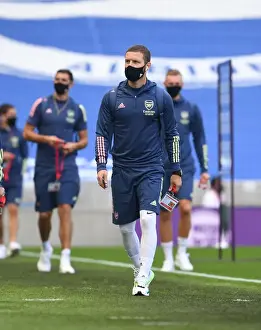 Brighton And Hove Albion V Arsenal 2019-20 Prints: Arsenal's Mustafi Prepares for Empty Brighton Clash in Pandemic-hit Premier League