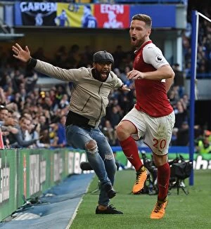 Images Dated 17th September 2017: Arsenal's Mustafi Scores Controversial Goal Amidst Invading Fan (Chelsea v Arsenal 2017-18)