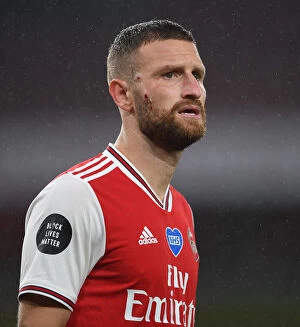 Images Dated 7th July 2020: Arsenal's Mustafi Suffers Facial Injury in Arsenal vs. Leicester City Clash (2019-20)