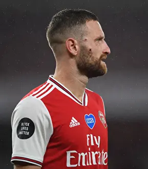 Arsenal V Leicester City 2019-20 Prints: Arsenal's Mustafi Suffers Facial Injury in Arsenal vs. Leicester City Clash (2019-20)