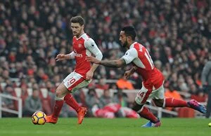 Images Dated 11th February 2017: Arsenal's Mustafi and Walcott in Action against Hull City (2016-17)