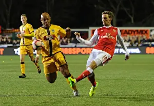Sutton United V Arsenal 2016-17 Prints: Arsenal's Nacho Monreal Faces Off Against Sutton United's Simon Downer in FA Cup Fifth Round Clash