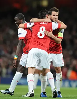 Arsenal V Shaktar Donetsk 2010 - 11 Prints: Arsenal's Nasri and Fabregas Celebrate 5-1 Goal in Champions League
