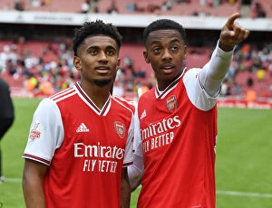 Emirates Cup Collection: Arsenal's Nelson and Willock: Emirates Cup Champions 2019 - Celebrating Victory over Olympique