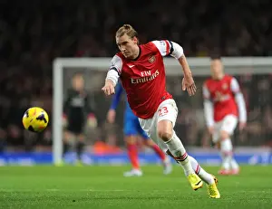 Arsenal V Hull City 2013-14 Prints: Arsenal's Nicklas Bendtner in Action against Hull City (2013-14)