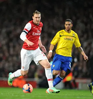 Arsenal V Coventry City - FA Cup 4th Rd 2013-14 Prints: Arsenal's Nicklas Bendtner Outruns Coventry's Cyrus Christie in FA Cup Clash