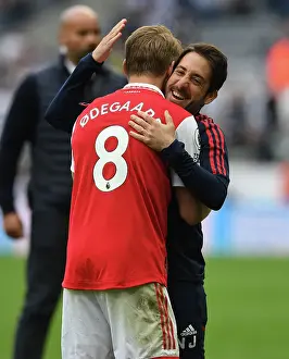 Arsenal's Nico Jover Embraces Martin Odegaard after Newcastle Clash: Premier League 2022-23
