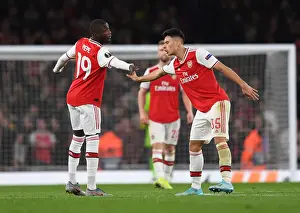 Arsenal's Nicolas Pepe and Gabriel Martinelli Celebrate Goals vs Vitoria Guimaraes, UEFA Europa League 2019-20