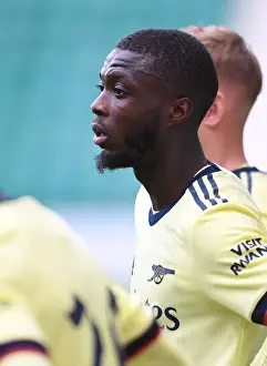 Arsenal's Nicolas Pepe Poses after Hibernian Friendly Match in Edinburgh
