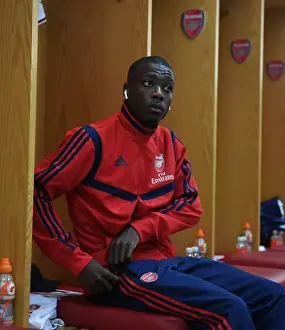 Arsenal V Burnley 2019-20 Prints: Arsenal's Nicolas Pepe: Pre-Match Focus and Determination at Emirates Stadium (2019-20 Arsenal vs Burnley)