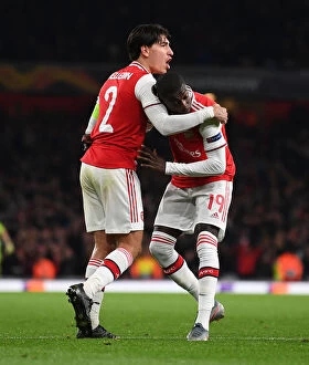 Images Dated 24th October 2019: Arsenal's Nicolas Pepe Scores Third Goal vs. Vitoria Guimaraes in Europa League