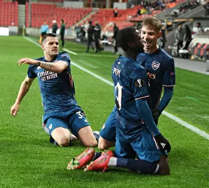 Slavia Prague v Arsenal 2020-21 Collection: Arsenal's Nicolas Pepe Scores Second Goal in Europa League Quarterfinal vs