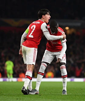 Images Dated 24th October 2019: Arsenal's Nicolas Pepe Scores Second Goal vs Vitoria Guimaraes in Europa League