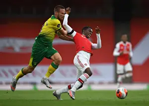 Arsenal V Norwich City 2019-20 Prints: Arsenal's Nketiah Foul by Stiepermann: Intense Clash in Arsenal vs Norwich (2019-20) Premier League
