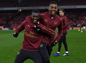 Images Dated 31st October 2018: Arsenal's Nketiah and Willock Prepare for Carabao Cup Clash Against Blackpool
