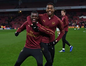 Images Dated 31st October 2018: Arsenal's Nketiah and Willock Prepared for Carabao Cup Showdown Against Blackpool