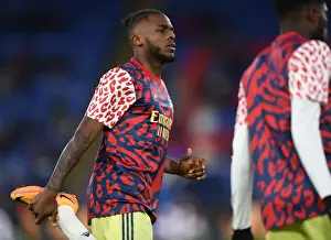 Arsenal's Nuno Tavares Warming Up Ahead of Crystal Palace Clash - Premier League 2021-22
