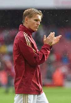 Images Dated 26th August 2023: Arsenal's Odegaard Applauds Fans After Arsenal v Fulham Win in 2023-24 Premier League