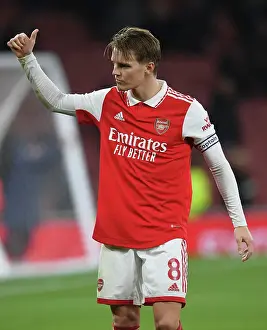 Arsenal's Odegaard Reacts After Arsenal FC vs Manchester City, Premier League 2022-23