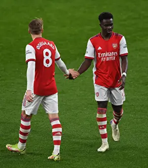 Arsenal V Southampton 2021-22 Prints: Arsenal's Odegaard and Saka in Action: Arsenal vs Southampton, Premier League 2021-22