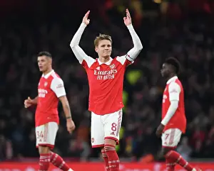 Arsenal V Manchester United 2022-23 Prints: Arsenal's Odegaard Takes on Manchester United: A Premier League Showdown (2022-23)