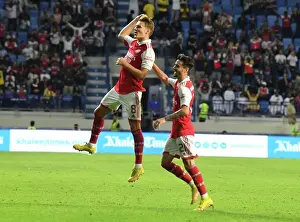 Arsenal's Odegaard and Vieira Celebrate First Goals in Arsenal's Win Against AC Milan in Dubai Super Cup, 2022-23