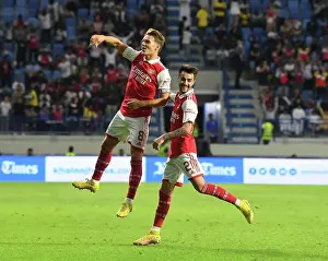 Arsenal V AC Milan 2022-23 Prints: Arsenal's Odegaard and Vieira: Celebrating Goals Against AC Milan at Dubai Super Cup