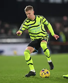 Arsenal's Oleksandr Zinchenko in Action against Luton Town in the Premier League (2023-24)