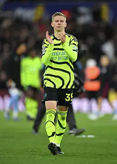 Aston Villa V Arsenal 2023-24 Prints: Arsenal's Oleksandr Zinchenko Celebrates with Fans after Aston Villa Victory (2023-24)